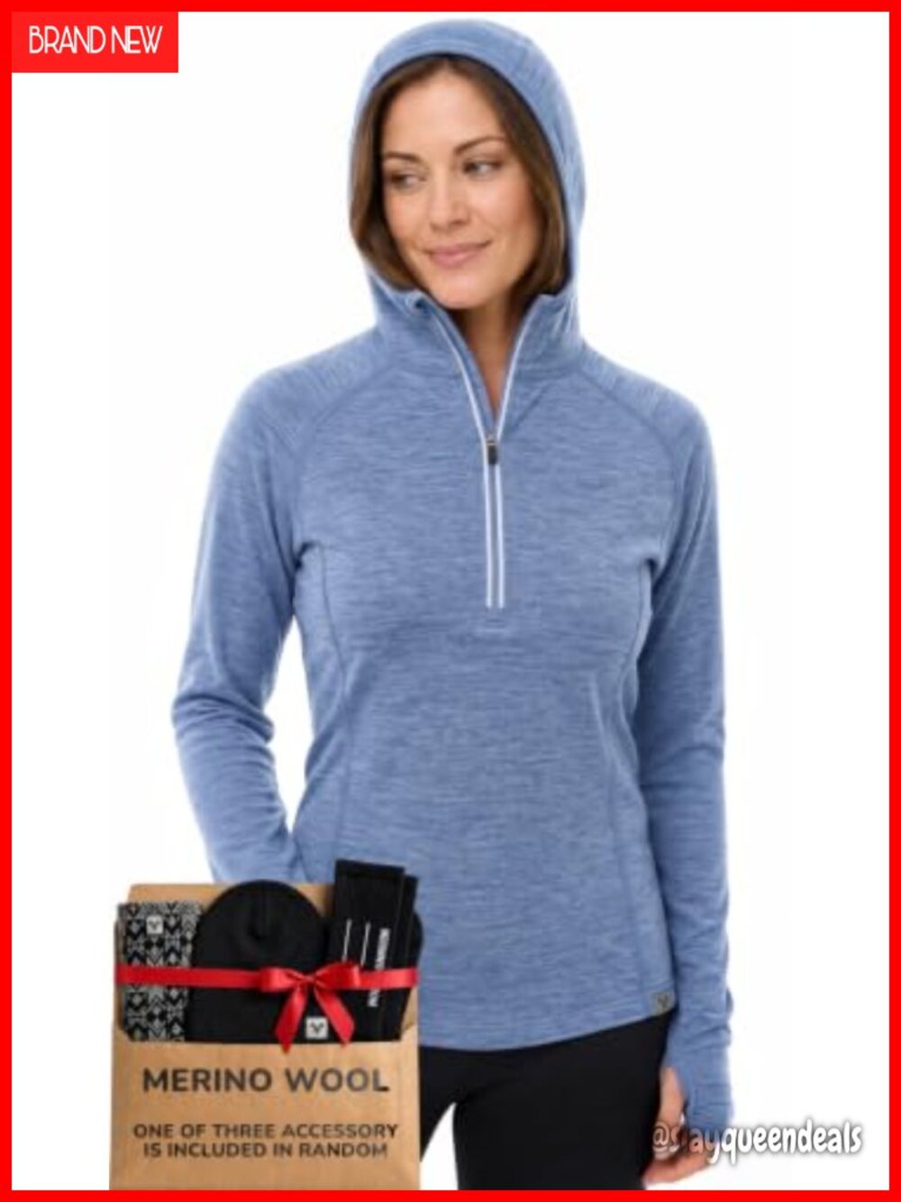 100% Merino Wool 1/4 Zip Hoodie Lightweight Base Layer Thermal for Hiking